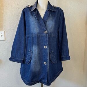 Stylish A-line Blue Denim Jacket Size XL